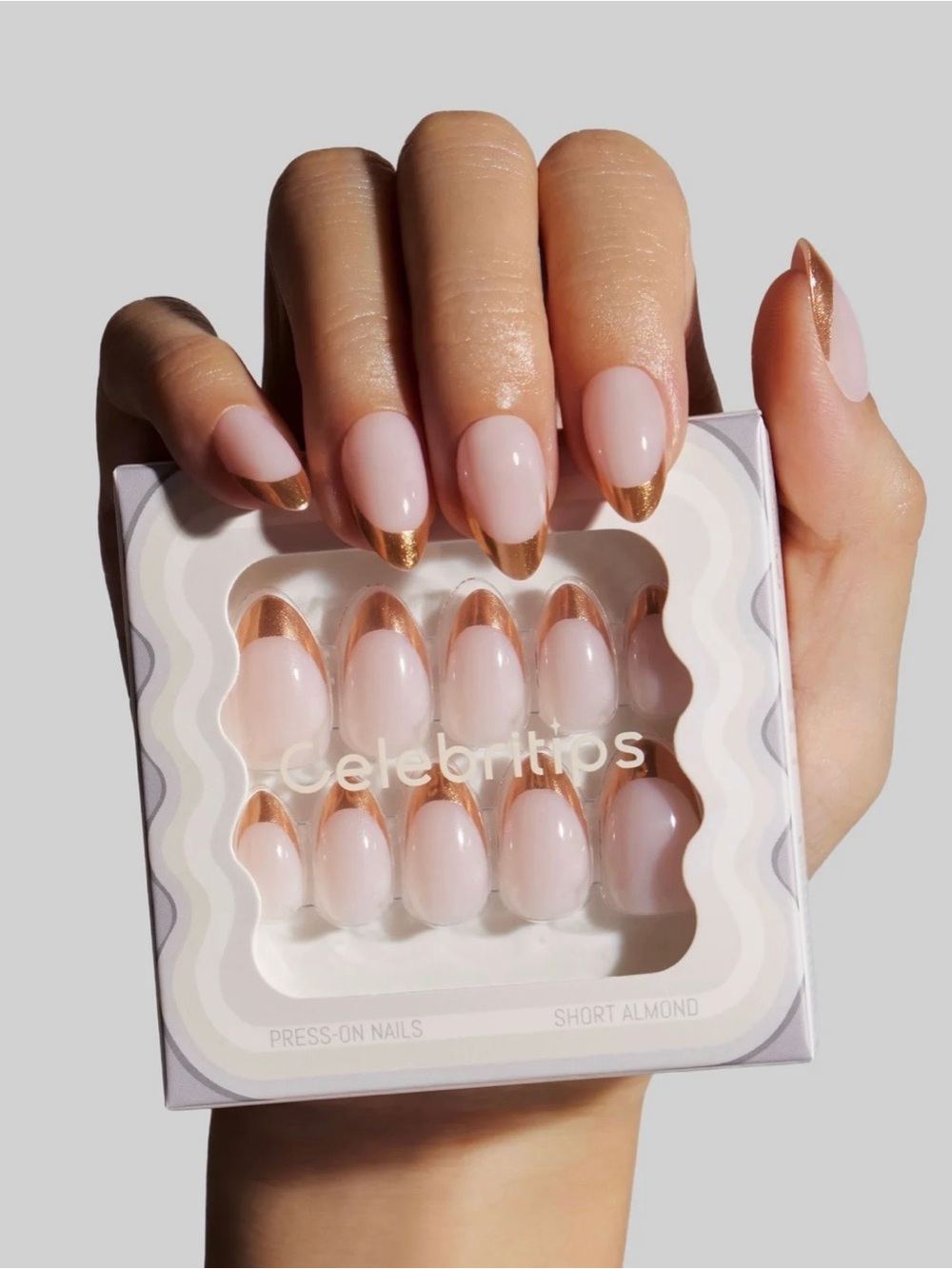 Celebritips Short Almond Shape Press on Nails in Golden Hour NEW!
